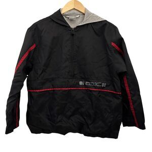 Nike Women's Vintage Red and Black Half-Zip Hooded Windbreaker Jacket‎ 14/16 L